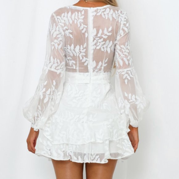 White Embroidered Lace Dress Size Small - Picture 2 of 6